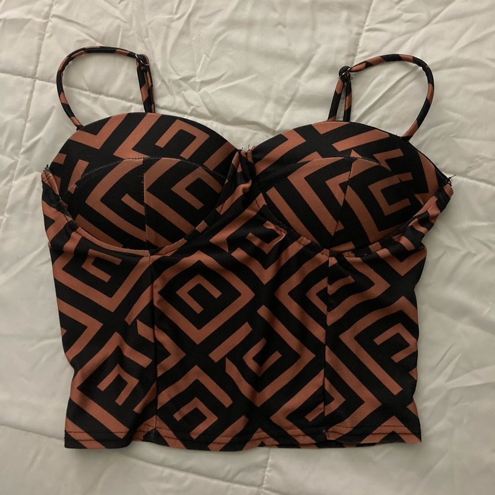 Tan & Black Cami Bustier